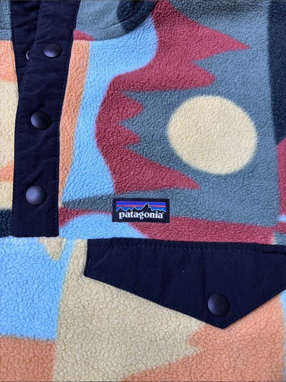 Youth Patagonia Synchilla Snap T Multicolor Geometric Fleece Pullover Size XL - Picture 2 of 6